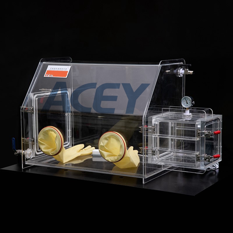Laboratorio Benchtop Box guanto acrilico trasparente con dimensioni della scatola opzionale 